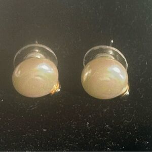 Lustrous Pearl and Silver Stud Earrings